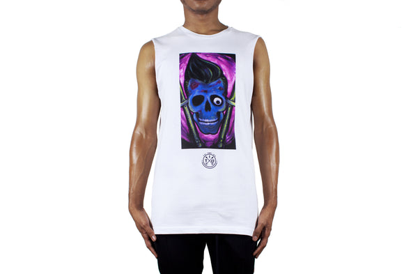 ITD X TONY MECH SELF PORTRAIT HAND CUT TANK WHITE